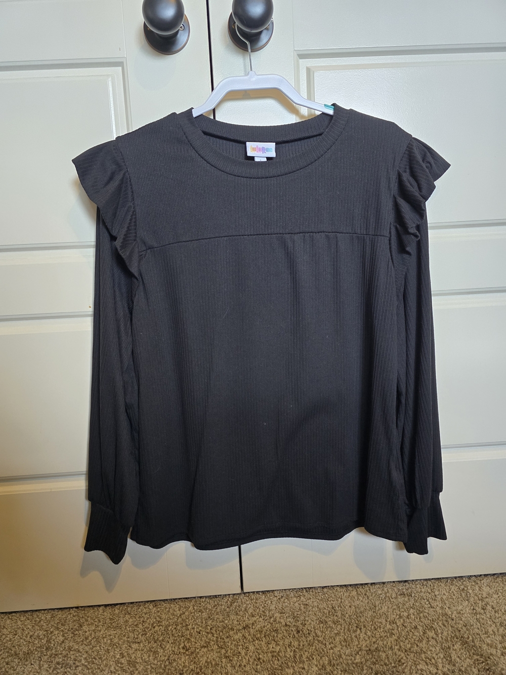 Lularoe Brielle Ruffle-Shoulder Long Sleeve Top